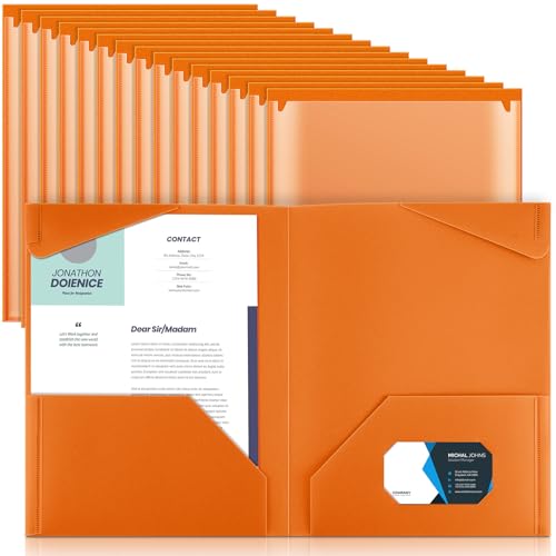 Henoyso Kunststoff-Ordner mit transparenten Vordertaschen, robuste Aktenordner mit 2 Taschen und Kartenfächern für Schülerkommunikation, Schule, Büro, Präsentationsbericht, Orange, 36 Stück Henoyso Kunststoff-Ordner mit transparenten Vordertaschen, robuste Aktenordner mit 2 Taschen und Kartenfächern für Schülerkommunikation, Schule, Büro, Präsentationsbericht, Orange, 36 Stück von Henoyso
