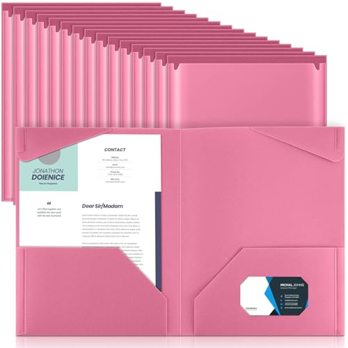 Henoyso Kunststoff-Ordner mit transparenten Vordertaschen, robuste Aktenordner mit 2 Taschen und Kartenfächern für Schülerkommunikation, Schule, Büro, Präsentationsbericht, Rosa, 36 Stück Henoyso Kunststoff-Ordner mit transparenten Vordertaschen, robuste Aktenordner mit 2 Taschen und Kartenfächern für Schülerkommunikation, Schule, Büro, Präsentationsbericht, Rosa, 36 Stück von Henoyso