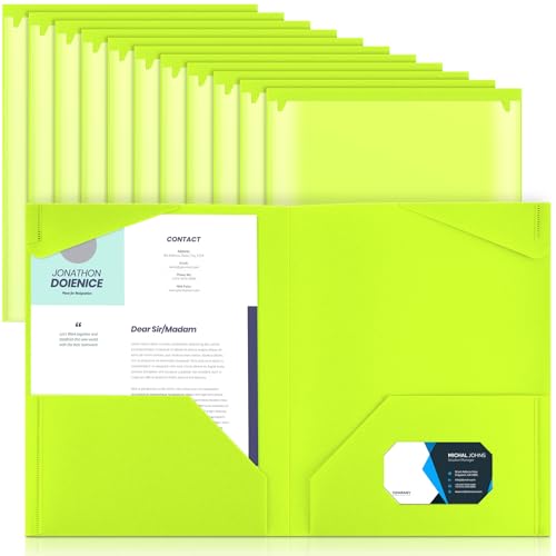 Henoyso Kunststoff-Ordner mit transparenten Vordertaschen, robuste Aktenordner mit 2 Taschen und Kartenschlitzen, für Schülerkommunikation, Schule, Büro, Präsentationsbericht (fluoreszierendes Grün Henoyso Kunststoff-Ordner mit transparenten Vordertaschen, robuste Aktenordner mit 2 Taschen und Kartenschlitzen, für Schülerkommunikation, Schule, Büro, Präsentationsbericht (fluoreszierendes Grün von Henoyso