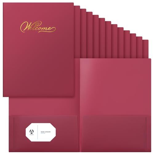 Henoyso Willkommens-Paket-Ordner, 22,9 x 30,5 cm, Goldfolie, geprägt, Willkommens-Präsentationsmappen, Visitenkarteneinsatz für Mitgliedschaft, Kirche, Team, Neuangestellte, Besucher, Rot, 24 Stück Henoyso Willkommens-Paket-Ordner, 22,9 x 30,5 cm, Goldfolie, geprägt, Willkommens-Präsentationsmappen, Visitenkarteneinsatz für Mitgliedschaft, Kirche, Team, Neuangestellte, Besucher, Rot, 24 Stück von Henoyso