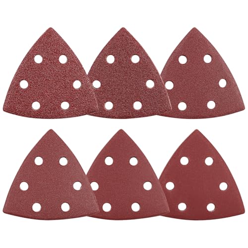 Henxing Schleifpapier Dreieckschleifer, 60 Stück Delta Schleifpapier Klett 90x90x90mm Schleifdreiecke Schleifblätter 6 Loch, 40/60/80/120/180/240 je Korn x 10, für Deltaschleifer & Multischleifer Henxing Schleifpapier Dreieckschleifer, 60 Stück Delta Schleifpapier Klett 90x90x90mm Schleifdreiecke Schleifblätter 6 Loch, 40/60/80/120/180/240 je Korn x 10, für Deltaschleifer & Multischleifer von Henxing