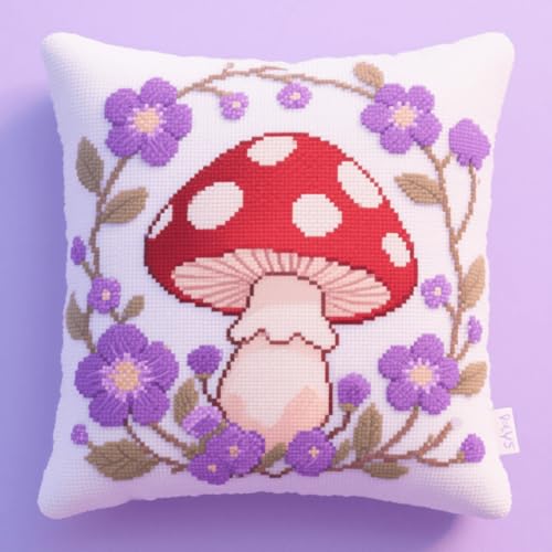 DIY Knotting Set Beginners Cartoon-Pilze und Blumen Latch Cushion with Pre-Print Cushion Cover for Beginners and Adults, Knüpfen Set Kissen Knüpfen Handarbeit 43x43cm DIY Knotting Set Beginners Cartoon-Pilze und Blumen Latch Cushion with Pre-Print Cushion Cover for Beginners and Adults, Knüpfen Set Kissen Knüpfen Handarbeit 43x43cm von Henypt