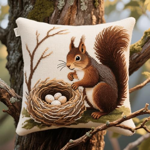 DIY Knotting Set Beginners Tier Eichhörnchen Latch Cushion with Pre-Print Cushion Cover for Beginners and Adults, Knüpfen Set Kissen Knüpfen Handarbeit 43x43cm DIY Knotting Set Beginners Tier Eichhörnchen Latch Cushion with Pre-Print Cushion Cover for Beginners and Adults, Knüpfen Set Kissen Knüpfen Handarbeit 43x43cm von Henypt