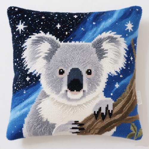 DIY Latch Cushion, Cartoon-Koala Latch Hook Kits, Embroidery Rug Set, Handmade Crochet Cushion, Knüpfkissen Set für Erwachsene, 43x43cm DIY Latch Cushion, Cartoon-Koala Latch Hook Kits, Embroidery Rug Set, Handmade Crochet Cushion, Knüpfkissen Set für Erwachsene, 43x43cm von Henypt