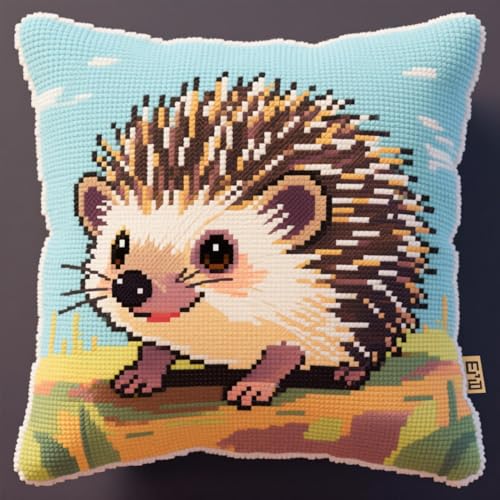 DIY Latch Cushion, Tierischer Igel Latch Hook Kits, Embroidery Rug Set, Handmade Crochet Cushion, Knüpfkissen Set für Erwachsene, 43x43cm DIY Latch Cushion, Tierischer Igel Latch Hook Kits, Embroidery Rug Set, Handmade Crochet Cushion, Knüpfkissen Set für Erwachsene, 43x43cm von Henypt