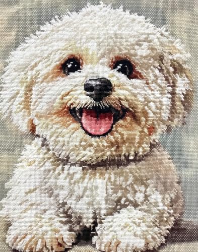 Henypt 11Ct Gestempelte Kreuzstich-Sets, Lächelnder Bichon Frisé Diy Cross Stitch Stickpackung Craft Handarbeiten Vorgedruckter Stickerei-Starter-Kit Für Anfänger Henypt 11Ct Gestempelte Kreuzstich-Sets, Lächelnder Bichon Frisé Diy Cross Stitch Stickpackung Craft Handarbeiten Vorgedruckter Stickerei-Starter-Kit Für Anfänger von Henypt