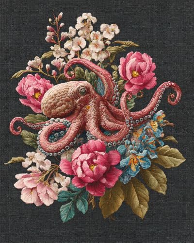 Henypt 11Ct Gestempelte Kreuzstich-Sets, Oktopus Und Blumen A Diy Cross Stitch Stickpackung Craft Handarbeiten Vorgedruckter Stickerei-Starter-Kit Für Anfänger Henypt 11Ct Gestempelte Kreuzstich-Sets, Oktopus Und Blumen A Diy Cross Stitch Stickpackung Craft Handarbeiten Vorgedruckter Stickerei-Starter-Kit Für Anfänger von Henypt