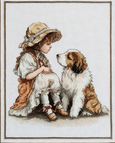 Henypt 11Ct Kreuzstich Set Vorgedruckt, Mädchen Und Hund 40X50Cm Kreuzstich Stickpackungen Kreuzstich Stickpackungen Diy Stickerei Set Gestempelt Erwachsene Anfänger von Henypt