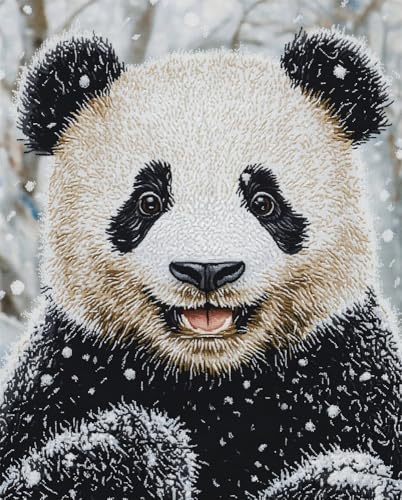 Henypt 11Ct Kreuzstich Set Vorgedruckt, Panda Kreuzstich Stickpackungen Diy Stickerei Set Gestempelt Erwachsene Anfänger (Vorgedruckt) von Henypt