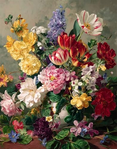Henypt 11Ct Kreuzstich Set Vorgedruckt, Schöne Blumen 40X50Cm Kreuzstich Stickpackungen Kreuzstich Stickpackungen Diy Stickerei Set Gestempelt Erwachsene Anfänger von Henypt