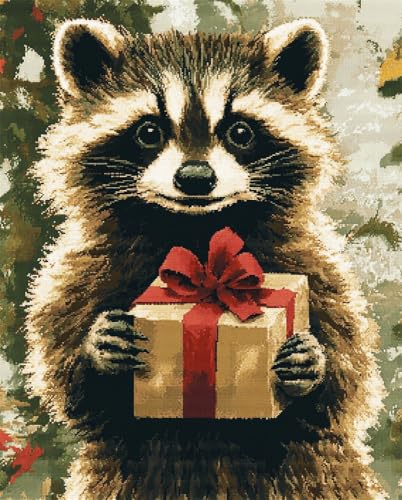 Henypt 11Ct Kreuzstich Set Vorgedruckt, Waschbär Hält Ein Geschenk Kreuzstich Stickpackungen Diy Stickerei Set Gestempelt Erwachsene Anfänger Henypt 11Ct Kreuzstich Set Vorgedruckt, Waschbär Hält Ein Geschenk Kreuzstich Stickpackungen Diy Stickerei Set Gestempelt Erwachsene Anfänger von Henypt