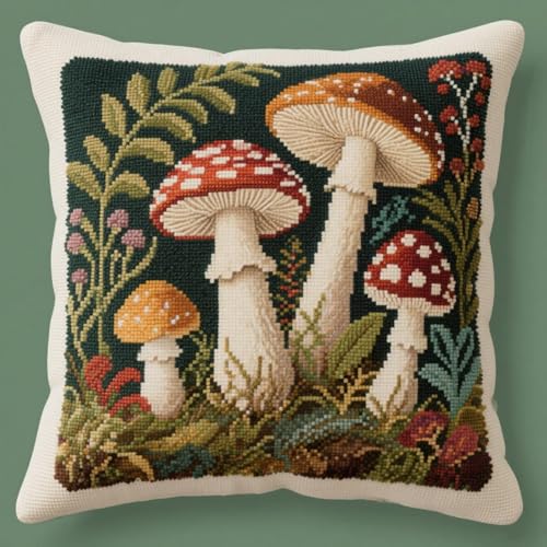 Henypt DIY Latch Cushion Kit Cartoon-Pilze Knotting Set Cushion Latch Cushion Set, Knüpfpackungen Für Anfänger, Knotting and Weaving Kits 43x43cm Henypt DIY Latch Cushion Kit Cartoon-Pilze Knotting Set Cushion Latch Cushion Set, Knüpfpackungen Für Anfänger, Knotting and Weaving Kits 43x43cm von Henypt