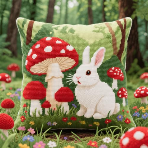 Henypt DIY Latch Cushion Kit Tier Kaninchen und Pilze Knotting Set Cushion Latch Cushion Set, Knüpfpackungen Für Anfänger, Knotting and Weaving Kits 43x43cm Henypt DIY Latch Cushion Kit Tier Kaninchen und Pilze Knotting Set Cushion Latch Cushion Set, Knüpfpackungen Für Anfänger, Knotting and Weaving Kits 43x43cm von Henypt