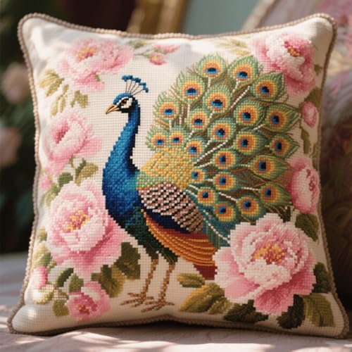 Henypt DIY Latch Cushion Kit Tiere Pfau und Blumen Knotting Set Cushion Latch Cushion Set, Knüpfpackungen Für Anfänger, Knotting and Weaving Kits 43x43cm Henypt DIY Latch Cushion Kit Tiere Pfau und Blumen Knotting Set Cushion Latch Cushion Set, Knüpfpackungen Für Anfänger, Knotting and Weaving Kits 43x43cm von Henypt