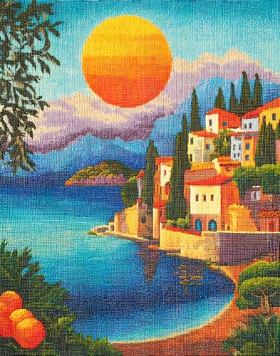 Henypt Diy Perlen Zum Sticken Fantasie-Italienische Küstenlandschaft Sonne 40X50Cm Basteln Handarbeitsset, Nadelstich Muster Dekor Wandkunst Henypt Diy Perlen Zum Sticken Fantasie-Italienische Küstenlandschaft Sonne 40X50Cm Basteln Handarbeitsset, Nadelstich Muster Dekor Wandkunst von Henypt