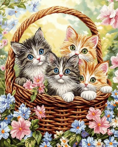 Henypt Diy Perlen Zum Sticken Fantasie-Katzen Im Blumenkorb 40X50Cm Basteln Handarbeitsset, Nadelstich Muster Dekor Wandkunst Henypt Diy Perlen Zum Sticken Fantasie-Katzen Im Blumenkorb 40X50Cm Basteln Handarbeitsset, Nadelstich Muster Dekor Wandkunst von Henypt