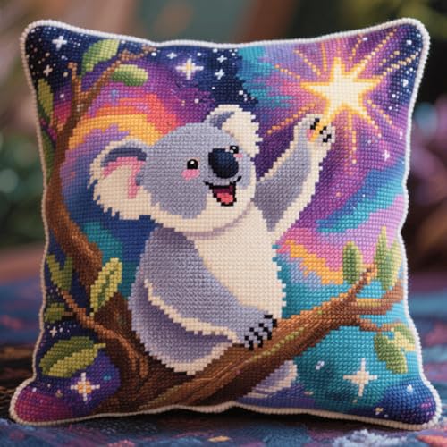Henypt Knüpfkissen-Set, Cartoon-Koala knüpfkissen knüpfset, Knüpfsets, Diy, Handgefertigtes Kissen, Häkelgarn, Stickset, Kissenbezug 43x43cm Henypt Knüpfkissen-Set, Cartoon-Koala knüpfkissen knüpfset, Knüpfsets, Diy, Handgefertigtes Kissen, Häkelgarn, Stickset, Kissenbezug 43x43cm von Henypt
