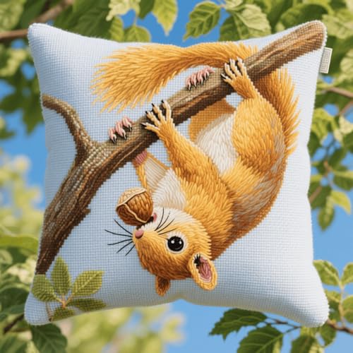 Henypt Knüpfkissen-Set, TierEichhörnchen auf einem Ast knüpfkissen knüpfset, Knüpfsets, Diy, Handgefertigtes Kissen, Häkelgarn, Stickset, Kissenbezug 43x43cm Henypt Knüpfkissen-Set, TierEichhörnchen auf einem Ast knüpfkissen knüpfset, Knüpfsets, Diy, Handgefertigtes Kissen, Häkelgarn, Stickset, Kissenbezug 43x43cm von Henypt