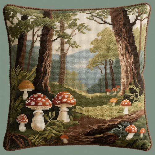 Henypt Knüpfkissen Set Cartoon-Pilze und Bäume Latch Hook Kissen Kit Knüpfteppich Knüpfpackung Set, Sofakissenbezug,DIY Kissen Knüpfset Mit Anleitung 43X43cm Henypt Knüpfkissen Set Cartoon-Pilze und Bäume Latch Hook Kissen Kit Knüpfteppich Knüpfpackung Set, Sofakissenbezug,DIY Kissen Knüpfset Mit Anleitung 43X43cm von Henypt