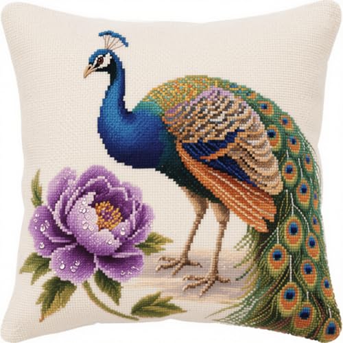Henypt Knüpfkissen Set Tiere Pfau und Blumen Latch Hook Kissen Kit Knüpfteppich Knüpfpackung Set, Sofakissenbezug,DIY Kissen Knüpfset Mit Anleitung 43X43cm Henypt Knüpfkissen Set Tiere Pfau und Blumen Latch Hook Kissen Kit Knüpfteppich Knüpfpackung Set, Sofakissenbezug,DIY Kissen Knüpfset Mit Anleitung 43X43cm von Henypt