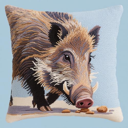 Henypt Kreuzstich Knüpfkissen Zum Selber knüpfen Kissen Set Tier Wildschwein Knüpfpackungen Für Anfänger, Diy-Kissen, latch hook kits,Heimdekoratio 43x43cm Henypt Kreuzstich Knüpfkissen Zum Selber knüpfen Kissen Set Tier Wildschwein Knüpfpackungen Für Anfänger, Diy-Kissen, latch hook kits,Heimdekoratio 43x43cm von Henypt