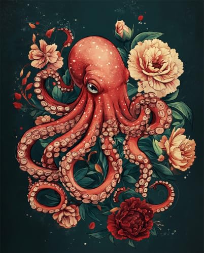 Henypt Kreuzstich-Set, 11 Karat, Gestempelt Oktopus Und Blumen Einfache Muster, Stickerei, Kreuzstich-Zubehör Henypt Kreuzstich-Set, 11 Karat, Gestempelt Oktopus Und Blumen Einfache Muster, Stickerei, Kreuzstich-Zubehör von Henypt