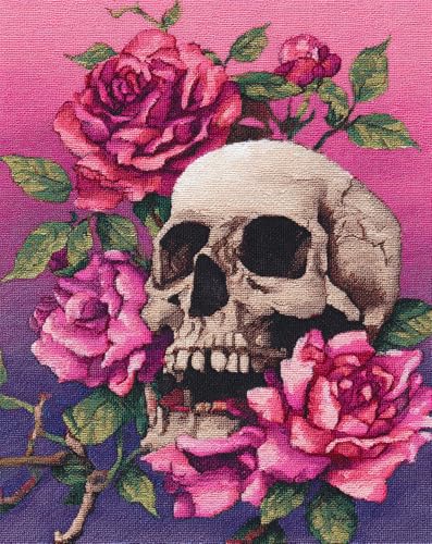 Henypt Kreuzstich-Set, 11 Karat, Gestempelt Totenkopf Und Rosen Einfache Muster, Stickerei, Kreuzstich-Zubehör Henypt Kreuzstich-Set, 11 Karat, Gestempelt Totenkopf Und Rosen Einfache Muster, Stickerei, Kreuzstich-Zubehör von Henypt