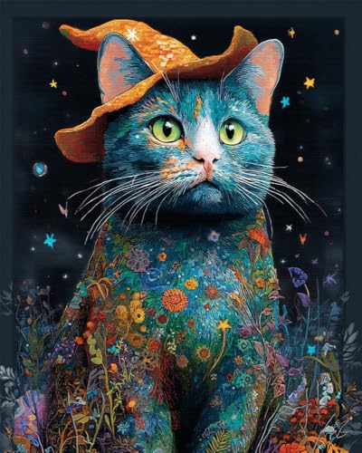 Henypt Kreuzstich Set Vorgedruckt, Katze 40X50Cm Stickvorlagen Stickbilder Vorgedruckt Kreuzstich Stickpackungen Stickpackung Stickbild Stickset Sticken Set Für Erwachsene 11Ct Cross Stitch Kit von Henypt