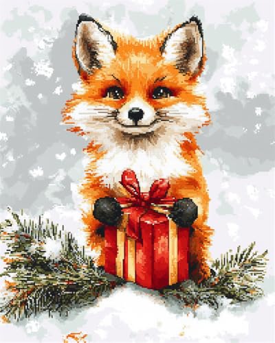 Henypt Kreuzstich Set Vorgedruckt, Kleiner Fuchs Hält Ein Geschenk 11 Ct Kreuzstich Stickpackungen,Stickbilder Vorgedruckt Kreuzstich Für Wandkunst-Heimdekoration Henypt Kreuzstich Set Vorgedruckt, Kleiner Fuchs Hält Ein Geschenk 11 Ct Kreuzstich Stickpackungen,Stickbilder Vorgedruckt Kreuzstich Für Wandkunst-Heimdekoration von Henypt