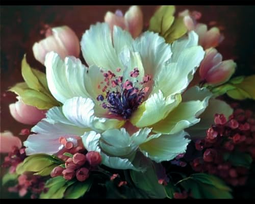 Henypt Kreuzstich Set Vorgedruckt, Stickvorlagen Stickbilder Vorgedruckt Blume 40X50Cm Kreuzstich Stickpackungen Stickpackung Cross Stitch Embroidery Kit Stickset Sticken Set Erwachsene Anfänger von Henypt