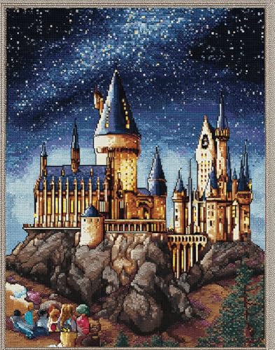 Henypt Kreuzstich Set Vorgedruckt, Stickvorlagen Stickbilder Vorgedruckt Zauberschloss 40X50Cm Kreuzstich Stickpackungen Stickpackung Cross Stitch Embroidery Kit Stickset Sticken Set Erwachsene Anf von Henypt