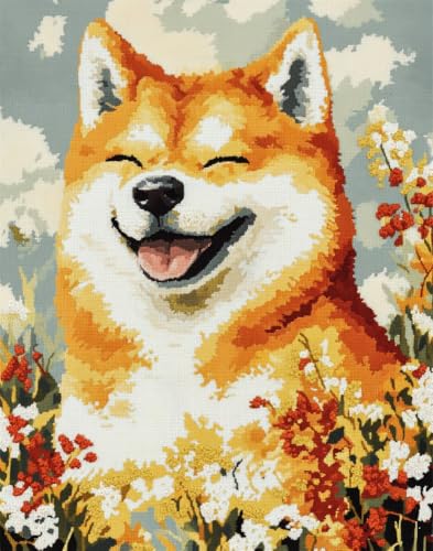Henypt Kreuzstich Set Vorgedruckt,Lächelnder Akita Inu 11 Ct Kreuzstich Stickpackungen,Stickbilder Vorgedruckt Kreuzstich Für Wandkunst-Heimdekoration Henypt Kreuzstich Set Vorgedruckt,Lächelnder Akita Inu 11 Ct Kreuzstich Stickpackungen,Stickbilder Vorgedruckt Kreuzstich Für Wandkunst-Heimdekoration von Henypt