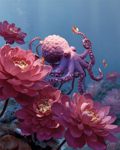 Henypt Kreuzstich Set Vorgedruckt,Oktopus Und Blume B 11 Ct Kreuzstich Stickpackungen,Stickbilder Vorgedruckt Kreuzstich Für Wandkunst-Heimdekoration Henypt Kreuzstich Set Vorgedruckt,Oktopus Und Blume B 11 Ct Kreuzstich Stickpackungen,Stickbilder Vorgedruckt Kreuzstich Für Wandkunst-Heimdekoration von Henypt