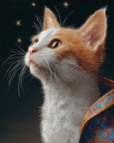 Henypt Kreuzstich Set Vorgedruckt Katze 40X50Cm Stickvorlagen Stickbilder Vorgedruckt Kreuzstich Stickpackungen Stickpackung Cross Stitch Embroidery Kit Stickset Sticken Set Erwachsene Anfänger von Henypt