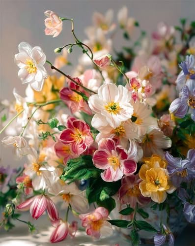 Henypt Kreuzstich Set Vorgedruckt Schöne Blumen 40X50Cm Stickvorlagen Stickbilder Vorgedruckt Kreuzstich Stickpackungen Stickpackung Cross Stitch Embroidery Kit Stickset Sticken Set Erwachsene Anfä von Henypt