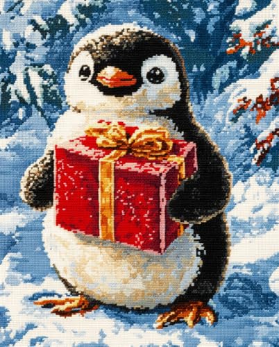 Henypt Kreuzstich Stickpackungen Vorgedruckt Set Kleiner Pinguin Hält Ein Geschenk Stickvorlagen Stickbilder Vorgedruckt Kreuzstich Stickpackung Sticken Stickbild Set Für Erwachsene Anfänger, Cross Henypt Kreuzstich Stickpackungen Vorgedruckt Set Kleiner Pinguin Hält Ein Geschenk Stickvorlagen Stickbilder Vorgedruckt Kreuzstich Stickpackung Sticken Stickbild Set Für Erwachsene Anfänger, Cross von Henypt
