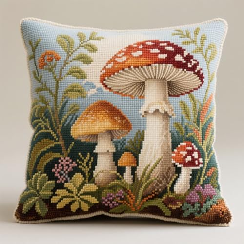 Henypt Latch Cushion Set, Cartoon-Pilze Latch Kits Knotting Set Cushion Craft Kits Cushion for Beginners for Sofa Home Decoration DIY Kissen Knüpfset 43X43cm Henypt Latch Cushion Set, Cartoon-Pilze Latch Kits Knotting Set Cushion Craft Kits Cushion for Beginners for Sofa Home Decoration DIY Kissen Knüpfset 43X43cm von Henypt