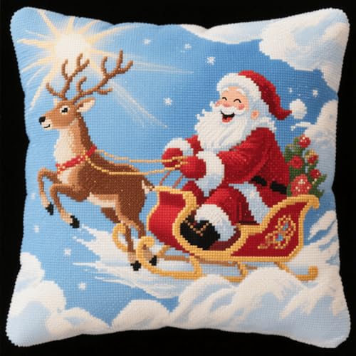 Henypt Latch Cushion Set, Cartoon-Weihnachtsmann Latch Kits Knotting Set Cushion Craft Kits Cushion for Beginners for Sofa Home Decoration DIY Kissen Knüpfset 43X43cm Henypt Latch Cushion Set, Cartoon-Weihnachtsmann Latch Kits Knotting Set Cushion Craft Kits Cushion for Beginners for Sofa Home Decoration DIY Kissen Knüpfset 43X43cm von Henypt