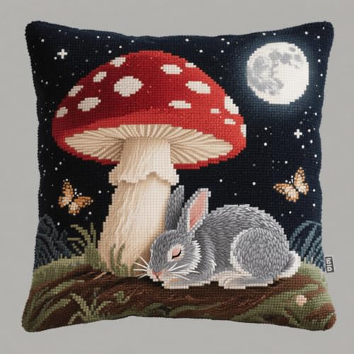 Henypt Latch Cushion Set, Tier Kaninchen und Pilze Kreuzstich Knüpfkissen Zum Selber knüpfen Kissen Kits,Knüpfen DIY Dekokissen, Stickerei Knüpf-Sets 43 cm x 43cm Henypt Latch Cushion Set, Tier Kaninchen und Pilze Kreuzstich Knüpfkissen Zum Selber knüpfen Kissen Kits,Knüpfen DIY Dekokissen, Stickerei Knüpf-Sets 43 cm x 43cm von Henypt