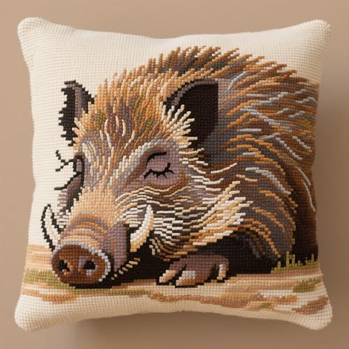 Henypt Latch Cushion Set, Tier Wildschwein Kreuzstich Knüpfkissen Zum Selber knüpfen Kissen Kits,Knüpfen DIY Dekokissen, Stickerei Knüpf-Sets 43 cm x 43cm Henypt Latch Cushion Set, Tier Wildschwein Kreuzstich Knüpfkissen Zum Selber knüpfen Kissen Kits,Knüpfen DIY Dekokissen, Stickerei Knüpf-Sets 43 cm x 43cm von Henypt
