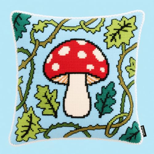Henypt Latch Cushion Set Cartoon-Pilze und Blätter Latch Thread Kits Knotting Cushion Craft Set Knüpfkissen Diy Knüpfset Knüpfhaken Knüpfen DIY Dekokissen 43x43cm Henypt Latch Cushion Set Cartoon-Pilze und Blätter Latch Thread Kits Knotting Cushion Craft Set Knüpfkissen Diy Knüpfset Knüpfhaken Knüpfen DIY Dekokissen 43x43cm von Henypt