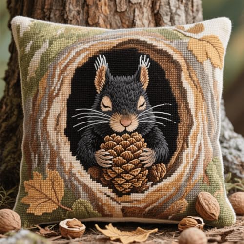 Henypt Latch Cushion Set TierEichhörnchen in einem Baumloch Knotting and Weaving Set, Crochet, Knüpfteppiche & Knüpfkissen 43x43cm Henypt Latch Cushion Set TierEichhörnchen in einem Baumloch Knotting and Weaving Set, Crochet, Knüpfteppiche & Knüpfkissen 43x43cm von Henypt