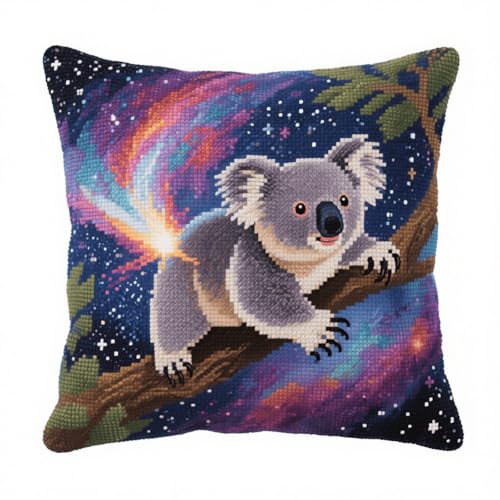 Henypt Latch Cushion Set Tierischer Koala Latch Hook Cushion Kit for Beginners or Adults for DIY Stickerei Knüpf-Sets 43x43cm von Henypt