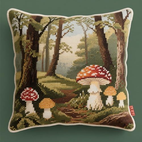 Henypt Latch Cushion for DIY Knotting Set Cartoon-Pilze und Bäume Latch Set Kreuzstich Knüpfkissen Zum Selber knüpfen Kissen Kit 43x43cm Henypt Latch Cushion for DIY Knotting Set Cartoon-Pilze und Bäume Latch Set Kreuzstich Knüpfkissen Zum Selber knüpfen Kissen Kit 43x43cm von Henypt