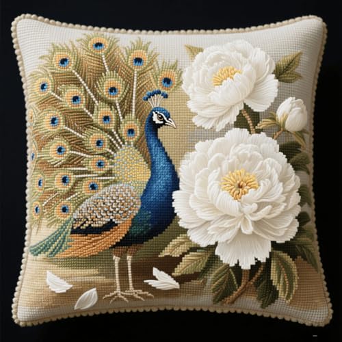 Henypt Latch Cushion for DIY Knotting Set Tiere Pfau und Blumen Latch Set Kreuzstich Knüpfkissen Zum Selber knüpfen Kissen Kit 43x43cm Henypt Latch Cushion for DIY Knotting Set Tiere Pfau und Blumen Latch Set Kreuzstich Knüpfkissen Zum Selber knüpfen Kissen Kit 43x43cm von Henypt
