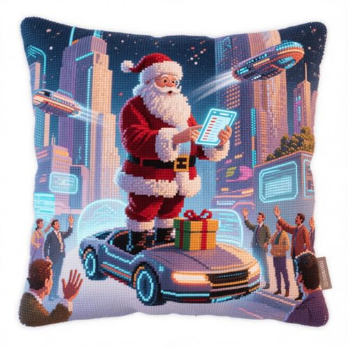 Knotting Cushion Set, Cartoon-Weihnachtsmann Latch Cushion Kit for Beginners, DIY Latch Hook Set, Knüpfkissen Kits 43x43cm Knotting Cushion Set, Cartoon-Weihnachtsmann Latch Cushion Kit for Beginners, DIY Latch Hook Set, Knüpfkissen Kits 43x43cm von Henypt
