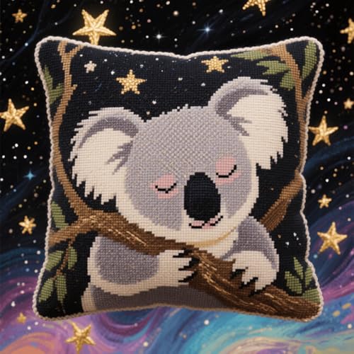 Latch Cushion Kit Cartoon-Koala Embroidery Craft Kits for Beginners DIY Latch Hook Kit Rug Set with Printed Canvas 43x43cm Latch Cushion Kit Cartoon-Koala Embroidery Craft Kits for Beginners DIY Latch Hook Kit Rug Set with Printed Canvas 43x43cm von Henypt