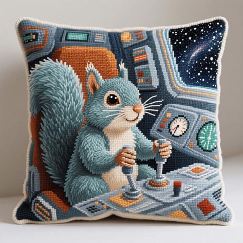 Latch Cushion Kit Tier Eichhörnchen Embroidery Craft Kits for Beginners DIY Latch Hook Kit Rug Set with Printed Canvas 43x43cm Latch Cushion Kit Tier Eichhörnchen Embroidery Craft Kits for Beginners DIY Latch Hook Kit Rug Set with Printed Canvas 43x43cm von Henypt