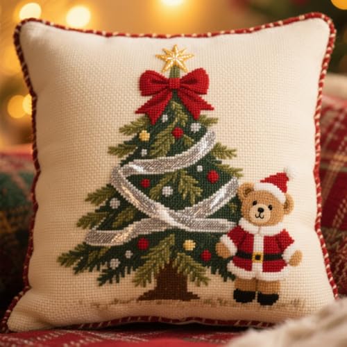 Latch Cushion Kit Weihnachtsbaum und Bär Embroidery Craft Kits for Beginners DIY Latch Hook Kit Rug Set with Printed Canvas 43x43cm Latch Cushion Kit Weihnachtsbaum und Bär Embroidery Craft Kits for Beginners DIY Latch Hook Kit Rug Set with Printed Canvas 43x43cm von Henypt