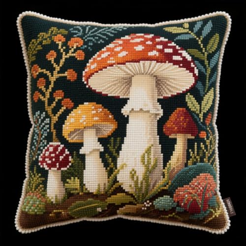 Latch Cushion Set, Cartoon-Pilze Knotting and Weaving Set, 43x43cm, Handmade Cushion Craft Kits, Knotting Craft Kits for Beginners Latch Cushion Set, Cartoon-Pilze Knotting and Weaving Set, 43x43cm, Handmade Cushion Craft Kits, Knotting Craft Kits for Beginners von Henypt
